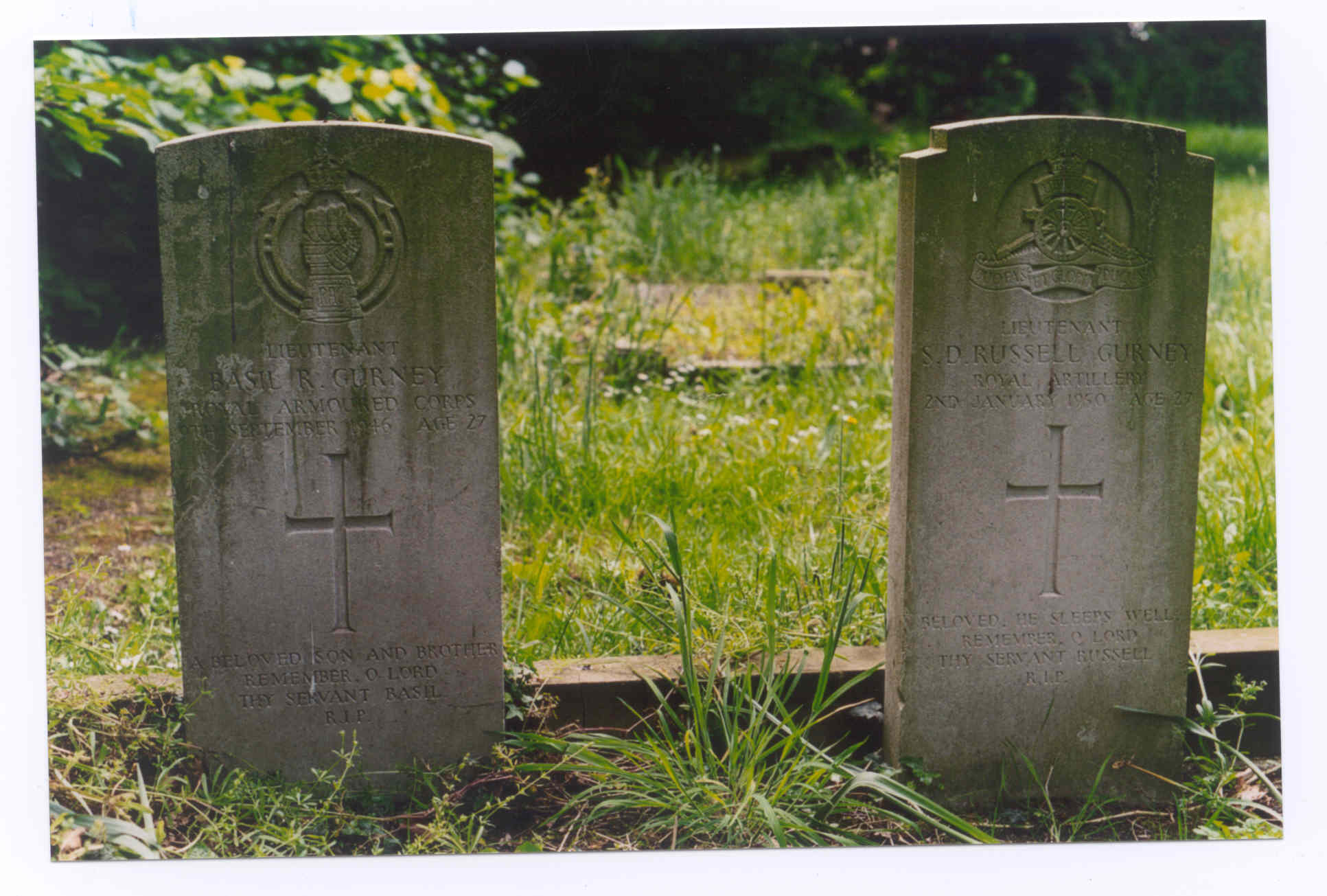 The graves of Basil and Stephen Russell Gurney in St. James on the Corner Cemetery, Wetherby.