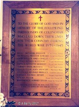World War 2 memorial in St.Oswalds church Collingham